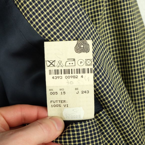 Hugo Boss Mens Blazer Jacket 44L Tall Black Yellow Loro Piana Super 100s Check - Picture 15 of 15